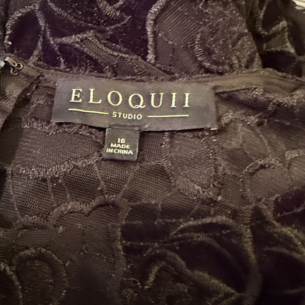 Eloquii Black velvet Floral Lace Sleeveless dress. Size 16. Great condition. - Picture 5 of 5